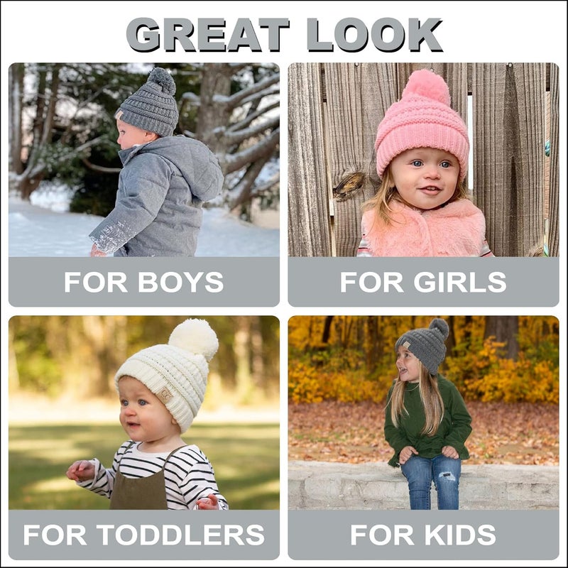 Funky Junque Toddler Pom Beanie – Kids Winter Hat for Ages 1–4, Baby Boy & Girl Knit Beanies, Warm Cozy Knit Snow Hats - Image 5